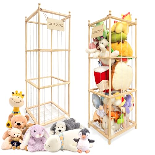 CRUCIBLY Stuffed Animal Storage, Wooden Cute Stuffed Animal Zoo Tower...