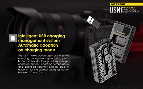 Nitecore Usn1 Digital Dual Slot Travel Camera Charger For Sony Np-Fw50 Batteries, Compatible With A5000, A5100, A6000, A6300, A6500, A7, A7 Ii, A7R. A7R2, A7S, A7S Ii, Dsc-Rx10S And Lumentac Adapter #TOP3
