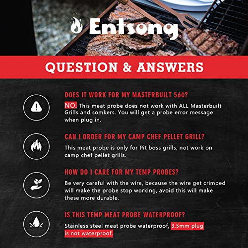 Replacement For Pit Boss Meat Probe Pellet Grills And Pellet Smokers Parts,2Pc Waterproof Bbq Temperature Probe,3.5 Mm Plug,Equipped With Stainless Steel Grill Holder 2Pc #TOP1