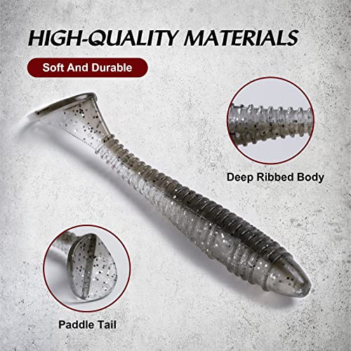 20Pcs Paddle Tail Fishing Swimbaits Soft Plastic Fishing Lures For Freshwater Saltwater Trout Crappie Bass Culter Lures 2.17In/2.56In/3.35In 18 Colors #TOP1