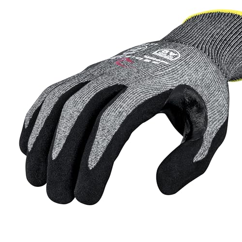 Radians Unisex Touchscreen Cut Level A9 Sandy Foam Nitrile Coated Cut Resistant Work Glove - Gray Shell/Black Palm, Standard Size L