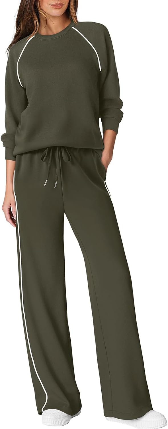 Sampeel Women 2 Piece Lounge Sets Sweatsuit Fall Outfits Matching Wide Leg pants Set Tracksuit Trendy Clothes