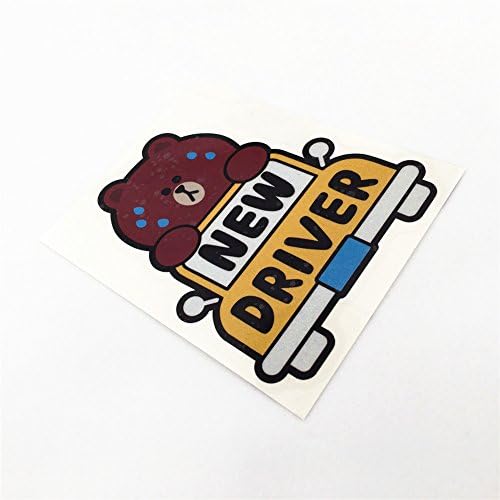 Cartoon Bear New Driver Baby in CAR Warning Motorcycle Helmet Car Window Tail Sticker Decals 13.5x11cm