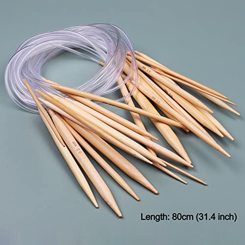 Coopay Circular Knitting Needles Set, Long 80cm 32 inch Lightweight Bamboo Circular Needles With Case, Sizes Printed, Include 10 9.0 8.0mm Large Size UK Full Set, for Tiny and Large Knitting Projects