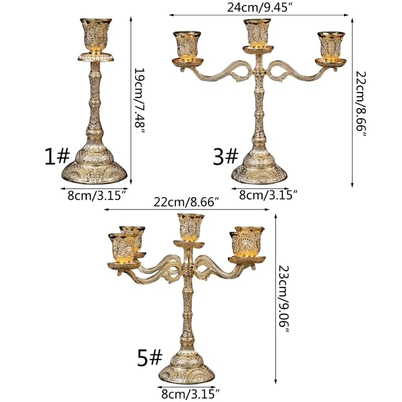 Candelabro de Metal con Soporte para Velas, Adorno para Mesa, Ideal para Bodas, Fiestas, dormitorios y Aniversarios.