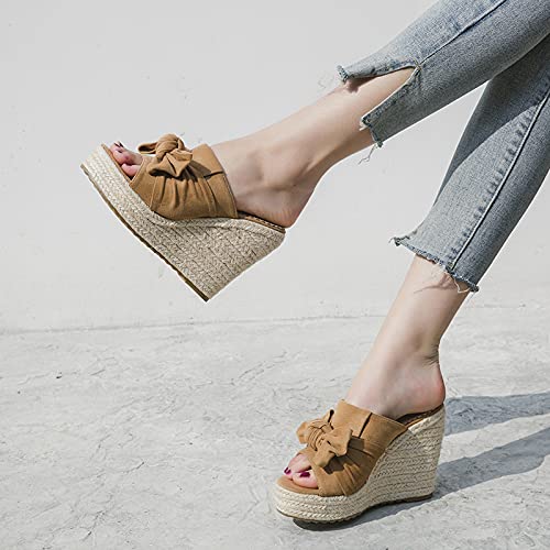 Huntarry Womens Platform Espadrille Wedge Sandals Anti-Slip Bowtie Sweet Mules Shoes #TOP2