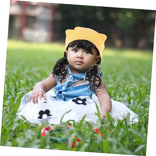 Boy Girl Girl Wig Hat Cat Ears Soft Knitted Boy Girl Wig Hat for Photos and Parties Adorable Girl Accessory Yellow4