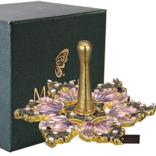Matashi Hand Painted Purple Grape Spinning Dreidel Holiday Ornaments Pewter Jewish Decor for Home Hanging Decoration Gold Plated Vintage Design with Crystals Judaica Gifts for Home House Blessing