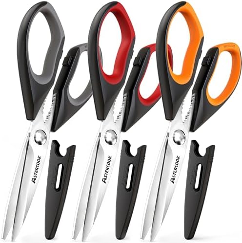 Astercook Kitchen Scissors 3 Pack, Heavy Duty All Purpose Kitchen...