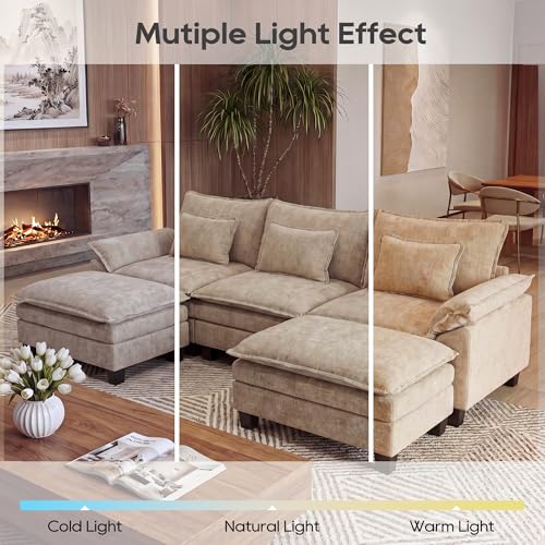 Image of URRED Oversized Modular Sectional Sofa,Khaki:122 inch U Shaped