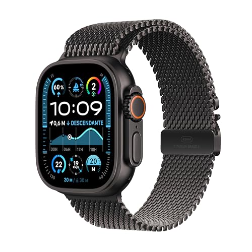 Apple Watch Ultra 2 GPS + Cellular - 49mm - Boîtier Black Titanium - Bracelet Black Titanium Milanese Loop - M
