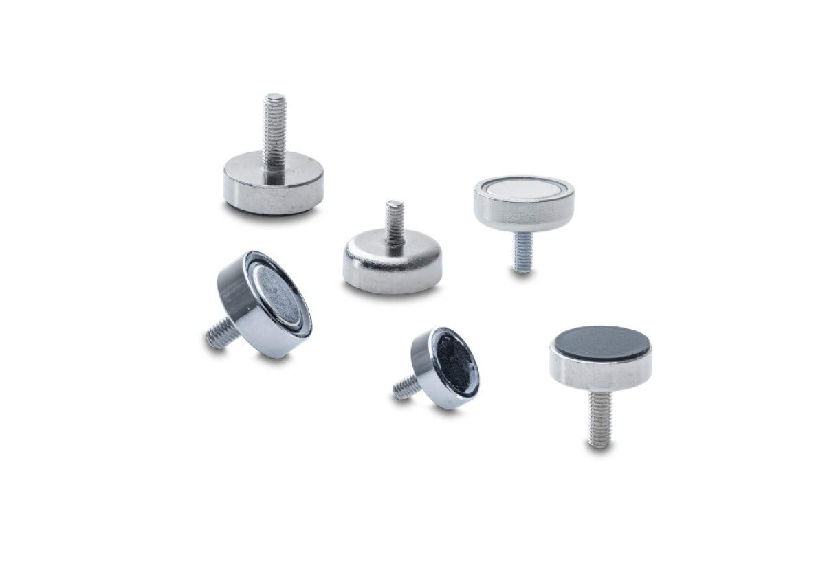 Italfitmagnetisrl | 15 sztuk - Magnesy żywiczne z gwintowanym trzpieniem Neodymowy Siła 8 kg - Średnica 22 mm Grubość 5 mm Łodyga M4X6 do wkręcania