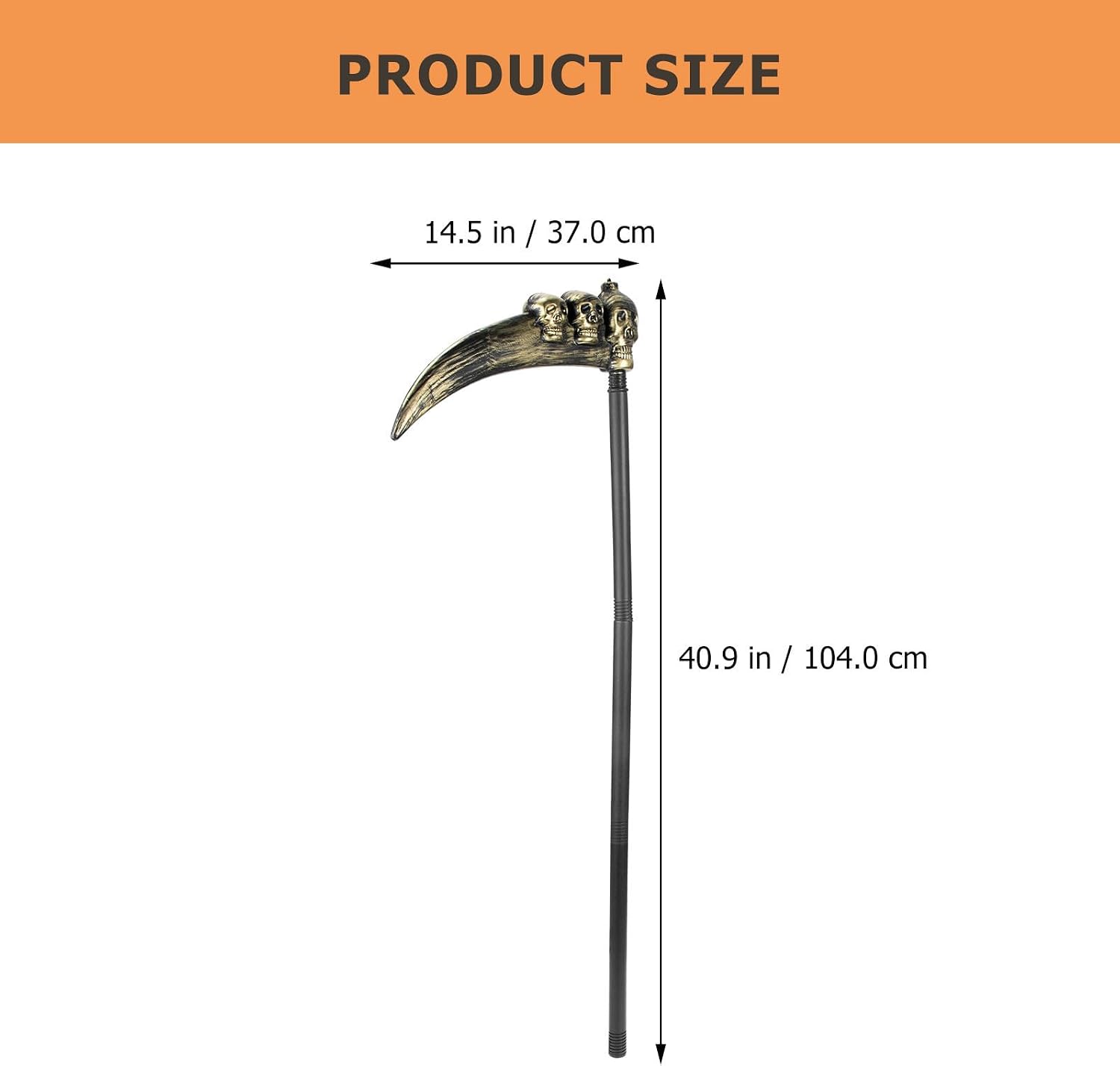 Scythe for Playing with Realistic Skull Design Halloween Plastic Material for Carnival and Costume Party Accessories Multi