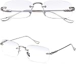 TERAISE Frameless Verres de lecture en métal pour hommes / femmes Blue Light Bloquer -Rimless Mode Lunettes de vue informatiques confortables