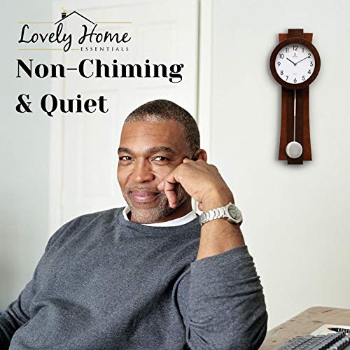 Pendulum Wall Clock Battery Operated - Modern Pendulum Clock 23.5X8.5 Inch - Silent Wooden Decorative Wall Clock With Pendulum For Living Room -Contemporary Wall Clock For Office And Home Décor #TOP5