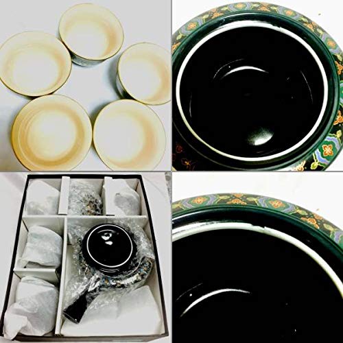 Amazon.co.jp: 半額！有田焼金襴手 青藍窯湯呑5客＆急須茶器セット 