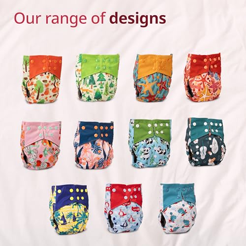 Image of LuvLap Reusable Baby Cloth Diapers Combo Pack of 6 (3 Shell + 3 Pads) Double Leak Guard, High Absorption, Stain-Proof Comfort & Protection, 3m+, Rash Free, Adjustable Waist & Height with Snap Buttons