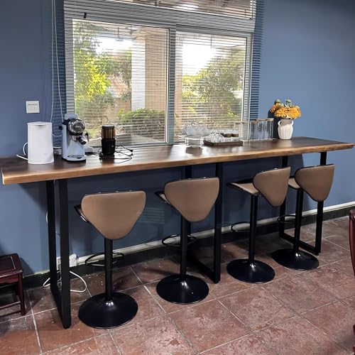 Mesa de bar industrial rectangular alta con patas de metal para cocina 8