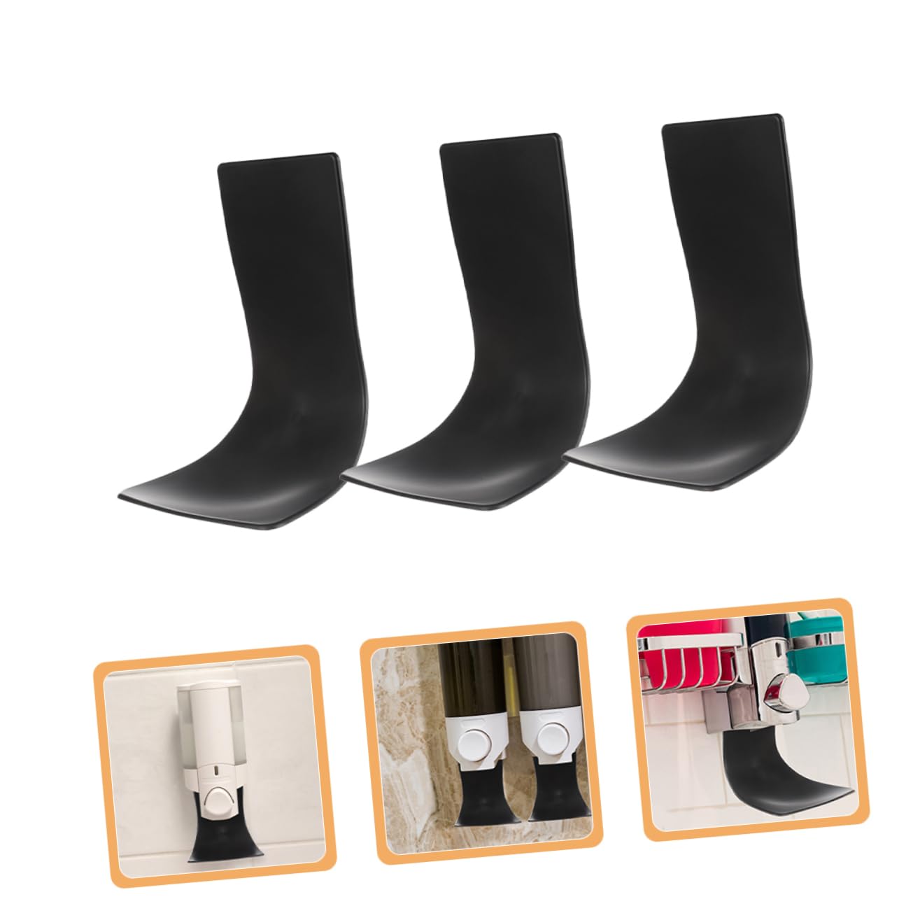 Set 3 Pezzi Vassoio per Dosatore Sapone Bagno in Plastica Nero, Supporto per Lavaggio Mani Anti-spill che Previene Traboccamenti, per Montaggio a Muro