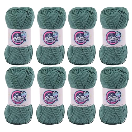 Image of NESTNHAVEN Cotton Candy 100% Cotton Yarn - (100g, 185 Meters) - Luxury Yarn for Crochet, Amigurumi, Embroidery, Toys, Garments, Flowers and Hobby, Projects. (Spanish Green) | (800 Gm)