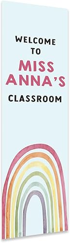 Miniatura 28 de Andaz Press Letrero de bienvenida vertical personalizado para el aula de 13 x 47 pulgadas para profesores, letreros de puerta de aula, letrero