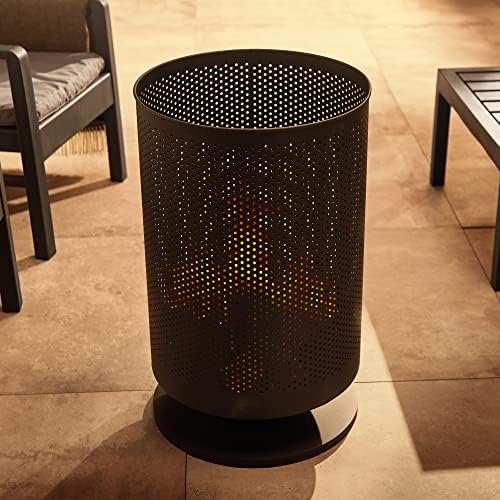 VonHaus Brazier Fire Pit  Mesh Fire Basket with Poker  Steel Material  Outdoor, Garden, Patio Firepit Heater/Burner for Wood & Charocal  Cylinder Shape  Black