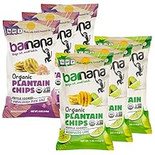 Barnana - Plantain Chips, 2-Flavor Variety Pack, Himalayan Sea Salt + Acapulco Lime, w/ 100% Coconut Oil, Non-GMO, Potato Chip Alternative, Paleo, USDA Organic, Vegan 5oz, 6-Pack