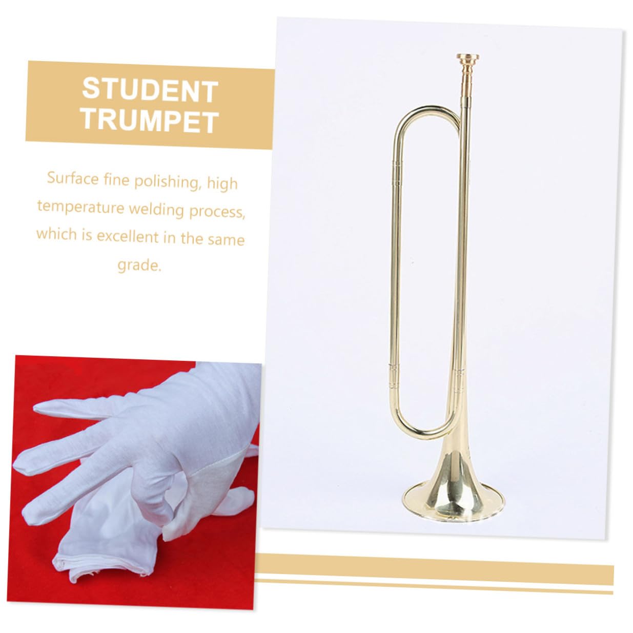 PRETYZOOM Trompeta para Principiantes Juvenil Pequeña, Instrumento de Viento Boquilla y Guantes Incluidos, Juguete Educativo para Niños y Estudiantes en Escenario Musical