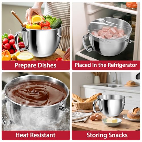 Tazón de Acero Inoxidable 6QT Compatible con KitchenAid miniatura 4