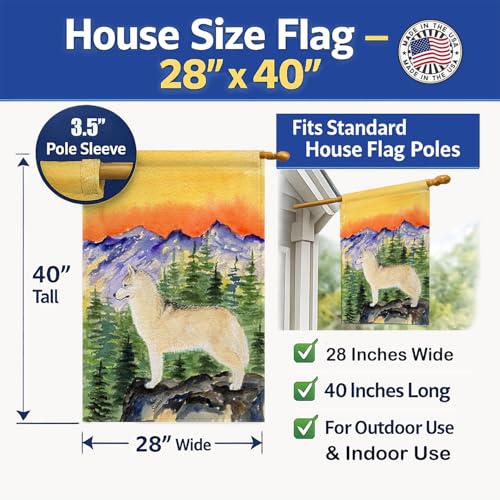Drapeau Husky Sibérien grand format pour extérieur résistant aux intempéries
