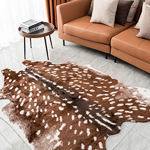 Asuprui DEER RUG Cowhide Rug Animal Rug Deer Print Rug Faux Cow Hide Western Area Rug Sika Deer Animals Mat Carpet thumb #2