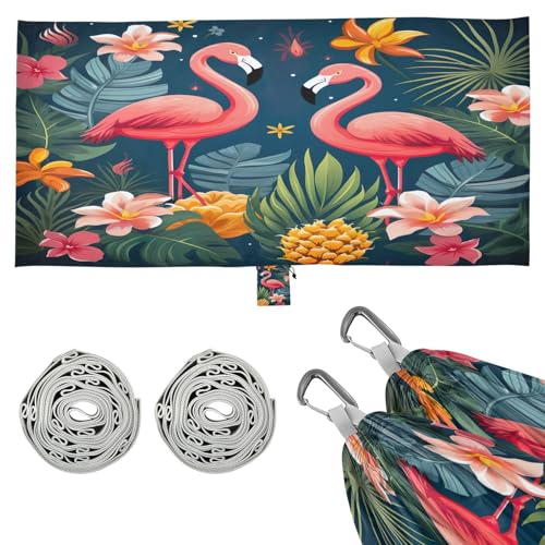 Kigai Palm Flamingo Camping Hammock Durable & Portable Travel Hammock Holds 330lbs with Tree Strapsm, Pocket, Camping Accessories