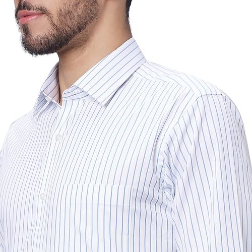 Image of Raymond Men Slim Fit Structure Pattern Pure Cotton Semi Cutaway Collar Full Sleeve Formal Shirt