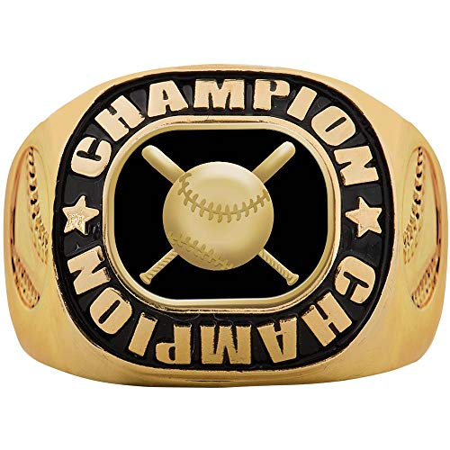 Crown Awards Baseball Ring, Gold Baseball Championship Rings with 3D Design, Size 8