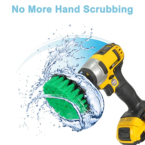 Prosmf Drill Brush Set - Scrub Brush Attachments For Drill - Power Scrubber Cleaning Brushes - Kitchen - Cabinets - Stove - Oven - Counters - Sink - Tile - Flooring - Green - Medium Bristles #TOP1