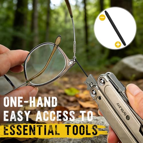 Image of BIBURY 24-in-1 Titanium Multitool Pliers, 8.7oz Ultra-Light EDC Pocket Tool with Sheath & Belt Clip, Aerospace-Grade Titanium Handle for Camping, Hiking, DIY, Gift for Men - 2048DT
