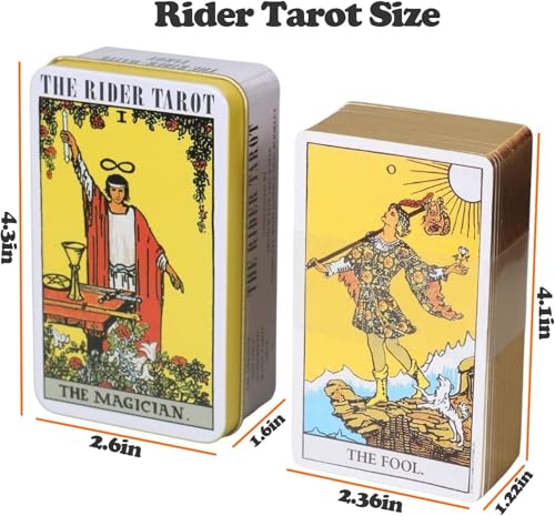 Image of AYME The Rider Tarot Oracle Tarot Card GameIn A Tin A 78-Card Deck With Guidebook Gilded Golden (Limited Edition) 400 GSM Gold Core Cardstock For Adults, Secial Addition