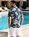Mens Hawaiian Shirt Short Sleeve Summer Beach Casual Tops Button Down T Shirts with Pocket(Green Flamingo,S)