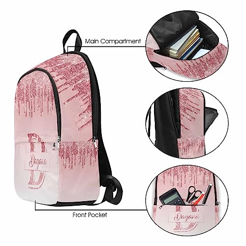 Personalized School Backpack for Elementary Boys Girls with Name Pink Glitter Pattern Waterproof Custom Bookbag for Daughter Son Fashion Unique Customized Book Bag Back Pack2