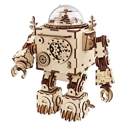 Think Gizmos Musical Robot Kit TG714 3D Wooden Puzzle - Build Your Own Robot Kit with Musical Effects and Light for Adults, Teenagers, Kids Aged 12 and More Cover