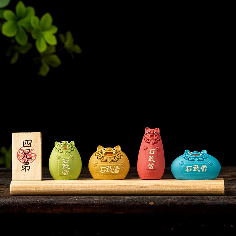 Amazon.co.jp: 石敢當 置物 4点セット シ 4色 ーサー 置物 卵型石敢當