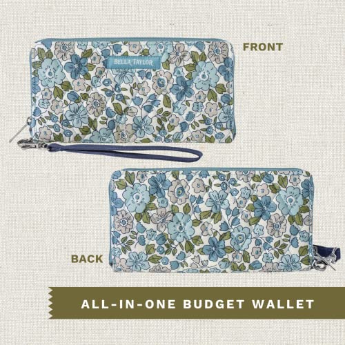 Bella Taylor Cash Envelope Wallet for Budgeting - RFID Protected - Cash Stuffing Wallet with Detachable Wristlet - Delicate Floral Blue4