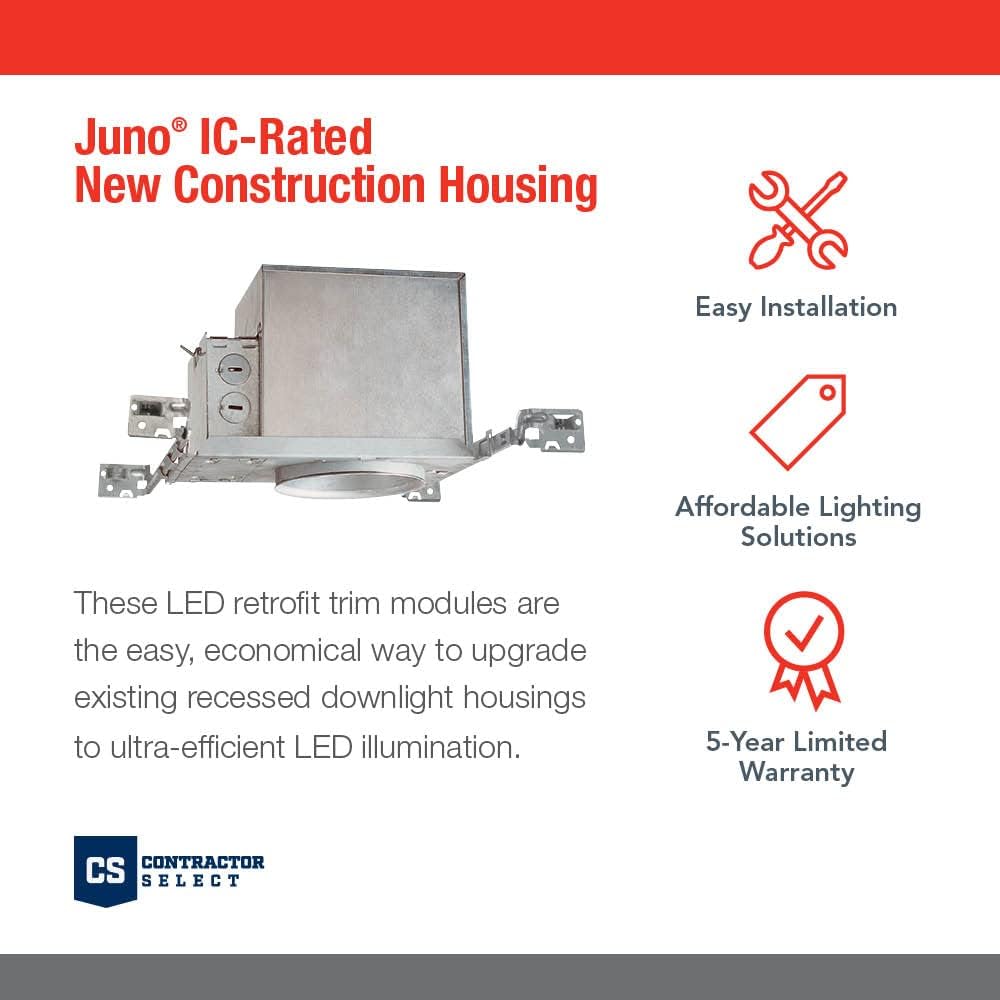 Juno Lighting IC1 Contractor Select LEDT24 4" IC-Rated Recessed Housing Basic Retrofits 4 Inches New Construction