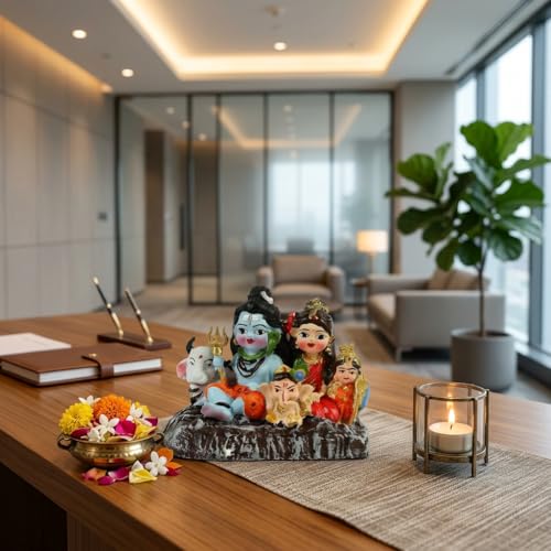 Image of ZAICUS Shiv Parivar Idol for Home Temple Decor | Lord Shiva Family Statue Murti for Pooja Room, Mandir, Spiritual Gift & Religious Decoration