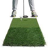 Rukket Golf Hitting Grass Mat | Realistic Fairway & Rough | Portable Driving, Chipping, Training Aids, Equipment for Residential Backyard & Indoor Practice with Rubber Tee & Balls (Twin-Turf)