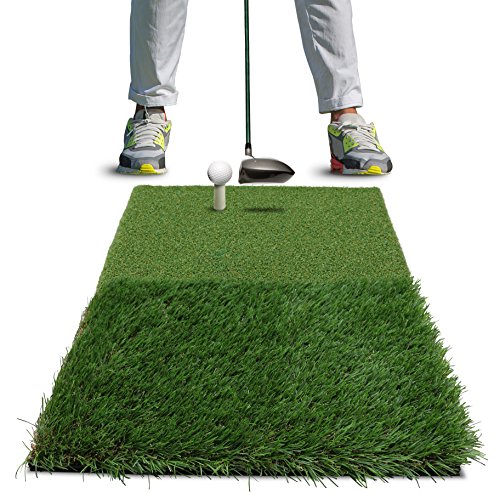Rukket Tri-Turf Golf Hitting Mat Attack | Portable Driving, Chipping, Training Aids for Backyard with Adjustable Tees and Foam Practice Balls (Twin-Turf (25
