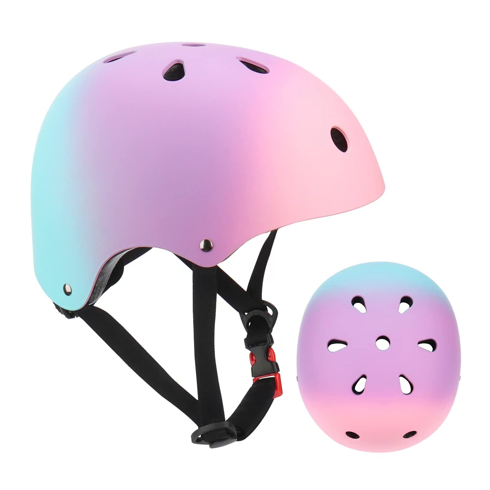 Kids Helmet, Color Gradient Skateboard Helmet for 3-5-8-14 Years Kids Girls Boys Youth Bike Helmet for Cycling Scooter Roller Skate Bicycle Rollerblading Skating
