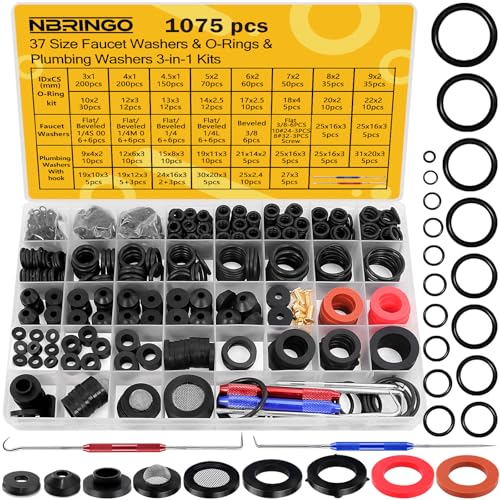 1075 PCS 37 Sizes 3-in-1 Universal Plumbing Repair Kit Includes O...