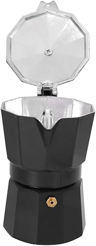 Miniatura 4 de Olla para hacer café expreso, 5.1 fl oz, 3 tazas de aluminio, cafetera italiana espresso greca, cafetera percoladora (negro)