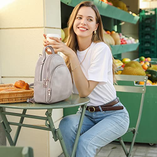 Image of CLUCI Small Backpack Purse for Women Mini Cute Backpack Leather Convertible Fashion Travel Girls Shoulder Bag, Grey